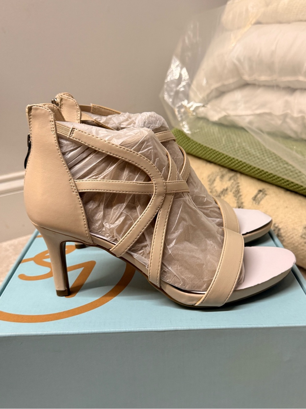 Nude Strappy High Heel Sandals for Women